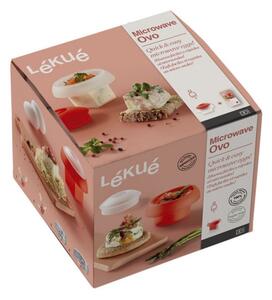 Уред за приготвяне на яйце в микровълнова Lekue 1009028, 100 мл, За 1 яйце, Платинен силикон, Прозрачен/Червен