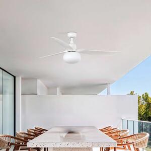 FARO BARCELONA Таванен вентилатор с осветление Outwood, бял, DC, тих, Ø150cm, Затъмняване, Бял, Дневна/трапезария, Пластмаса, Модерен