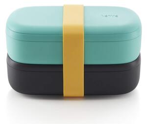 Комплект 2 бр кутии за храна Lekue On The Go 1010220, 500 мл, Херметично затваряне, Отделение за прибори, Клапан за микровълнова, Тюркоаз