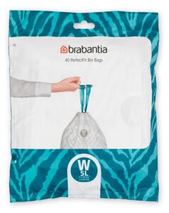 Торбички за кош Brabantia PerfectFit NewIcon 1005489, Размер W, 5 л, 40 броя, Бял