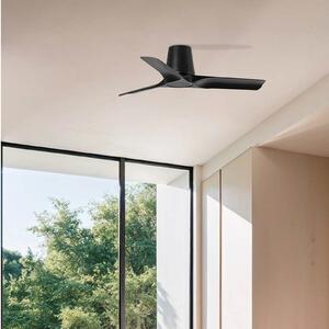 FARO BARCELONA Таванен вентилатор Hey S, черен, DC мотор, тих, Ø 90 cm, Черен, Дневна/трапезария, Пластмаса, Модерен