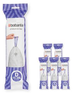 Торбички за кош Brabantia PerfectFit Sort&Go/Built-In 1005569, Размер D, 15-20 л, 120 броя, Бял
