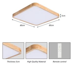 Brilagi - димируемо LED осветително тяло WOODLINE SQUARE LED/80W/230V дъб 60x60 см + дистанционно управление