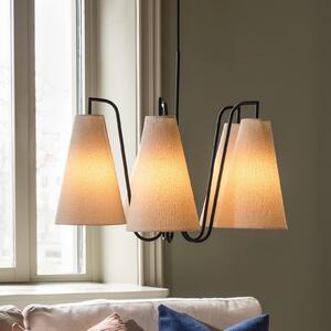 Globen Lighting висяща лампа Lou 5, бял букле/черна тъкан, Затъмняване, Бял, Дневна/трапезария, Плат / текстил, Дизайн