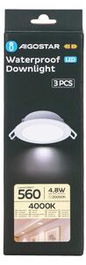 Aigostar- К-кт 3x LED Екстериорна лампа за вграждане LED/4,8W/230V 4000K IP65 бял