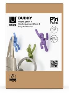 UMBRA Комплект от 3 бр закачалки за стена “BUDDY PIN-POINT" - синьо, зелено и лилаво