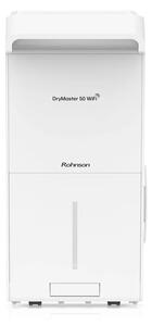 Обезвлажнител на въздух Rohnson DryMaster 50 Wi-Fi, 695W, 6.2 l резервоар, подходящ за помещения с площ до 200m², 3 скорости, защита за деца, йонизация, режим за сушене на пране и сън, бял
