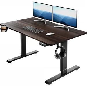 Електрическо бюро с регулиране на височината 110 x 60 см x 73–118 см с LCD дисплей Кафяво