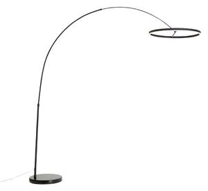 Дизайнерска дъгова подова лампа черна с LED 3-степенно димиране - Anello