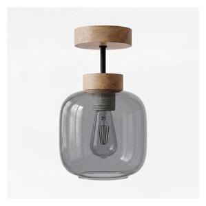 BRILAGI - LED плафонна лампа R GLASS 1xE27/60W/230V Ø 14 см дъб/димно сиво