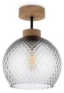 BRILAGI - LED плафонен полилей R GLASS 1xE27/60W/230V Ø 25 см дъб/димно сиво