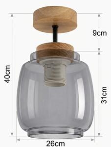 BRILAGI - LED плафон R GLASS 1xE27/60W/230V Ø 26 cm дъб/димчено сиво
