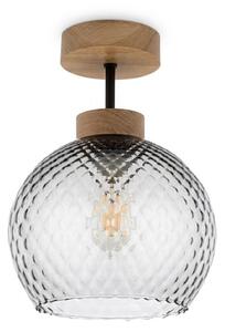 BRILAGI - LED плафон R GLASS 1xE27/60W/230V Ø 18 см дъб/димно сиво