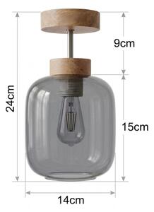BRILAGI - LED плафонна лампа R GLASS 1xE27/60W/230V Ø 14 см дъб/димно сиво