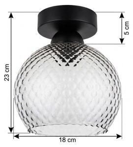 BRILAGI - LED плафон R GLASS 1xE27/60W/230V Ø 18 cm черен/димно-сив