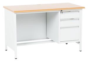 Метално бюро Carmen CR-1319 L, метал, праховобоядисан, ПДЧ с алуминиев кант, 3x чекмеджета, заключване, отвор за кабели, сиво