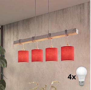 Brilagi - LED полилей на кабел NUBILA 4xE27/60W/230V сив/червен