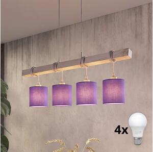 Brilagi - LED полилей на кабел NUBILA 4xE27/60W/230V сив/лилав