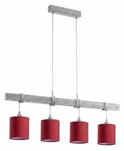 Brilagi - LED полилей на кабел NUBILA 4xE27/60W/230V сив/помпейско червено