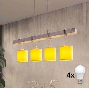 Brilagi - LED полилей на кабел NUBILA 4xE27/60W/230V сив/жълт