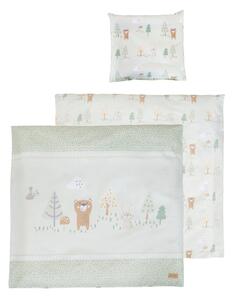 Светлозелено памучно детско спално бельо за детско креватче 80x80 cm Woodland Buddies – Roba