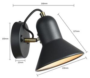 Стенно точково осветително тяло ASTAMA 1xE27/40W/230V черно/месинг