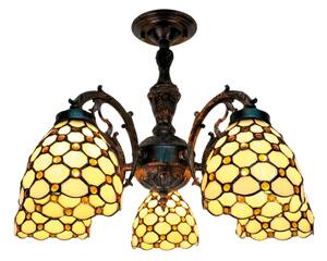 BRILAGI - Tiffany витражен полилей за таванно монтиране IVORY SMOOTH 5xE27/60W/230V pr.60 cm