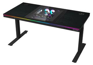 Гейминг бюро Lorgar Desk Elite 90 Series DE90W, 1405 x 1165 x 705 mm, шаси за компютърна конфигурация, RGB подсветка, черно