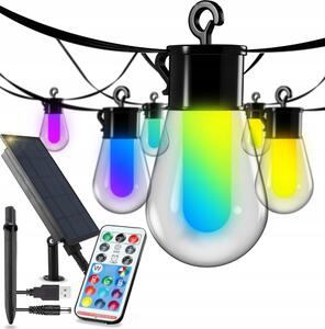 LED RGB соларна декоративна гирлянда 15xLED/18 функции USB 6 m IP44 черна