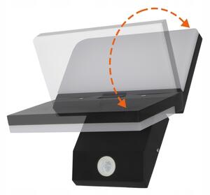 LED външен стенен осветител със сензор LED/18W/230V IP44 черен
