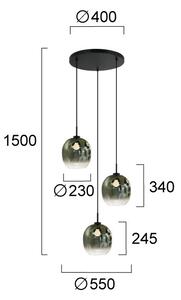 Подвесен полилей MIRROR 3xE27/14W/230V димно зелено