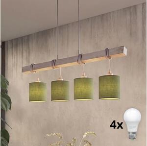Brilagi - LED полилей на кабел NUBILA 4xE27/60W/230V сив/зелен