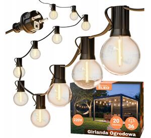 LED външен декоративен гирлянд 36xE12/1W/230V 22,35 m IP65 черен