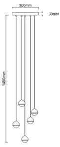 Open Design OR85518 - LED полилей на кабел BOLICINA 5xLED/5W/230V златист/черен