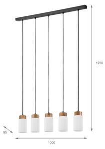 Полилей на кабел MARKUS 5xE27/15W/230V черен/дъб