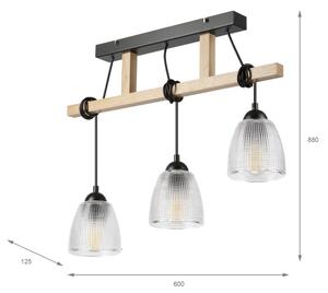 Полилей на кабел LEANDRA 3xE27/15W/230V дъб/черно