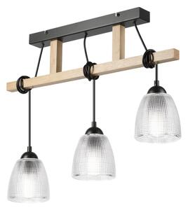 Полилей на кабел LEANDRA 3xE27/15W/230V дъб/черно