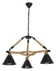 Полилей на верига NEGRU 3xE27/40W/230V черен/кафяв