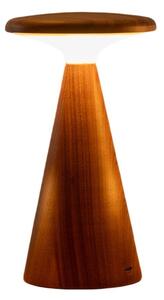 LED настолна лампа в тъмно естествен цвят с дървен абажур (височина 14 cm) Sylva – Gingko