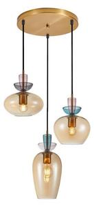 ITALUX PND-31882-3A-GD-AMB-Висящ полилей на кабел FANDA 3xE27/40W/230V златист/опушено бежово