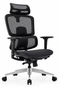 Ергономичен стол Ergo Breeze, с 4D облегалка за глава и синхронен механизъм - W720×D665×H1200-1260mm, черен