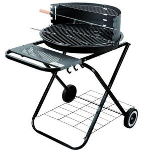 Барбекю на дървени въглища Master Grill & Party MG925, 54.5 см, Емайлиран корпус, Регулируема решетка, Сгъваемо, Колела, Черен