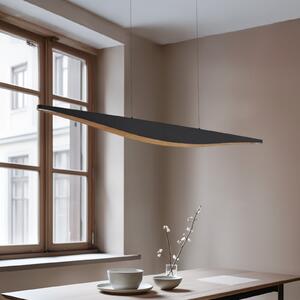 Lucande LED висяща лампа Clavit, черна, 140 cm, с регулиране на яркостта, Затъмняване, Черен, Дневна/трапезария, Метал, Модерен