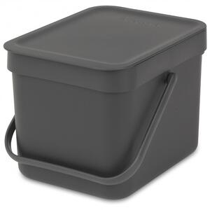 Кош за разделно събиране на боклук Brabantia Sort&Go 648974, 6 л, Дръжка, Възможност за стенен монтаж, Тъмносив