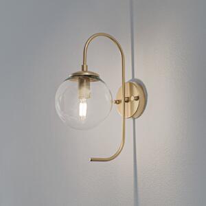 Opviq Стена Jewel, златист, стъкло, височина 36 cm, E14, Затъмняване, Злато / месинг, Дневна/трапезария, Стъкло, Глобус