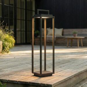 Lucande LED външна светлина Elaja, черна, акумулаторна батерия, USB, с, Затъмняване, Черен, Метал, Модерен