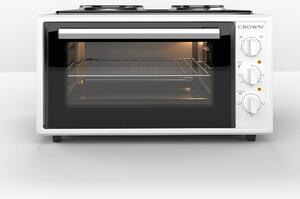 Мини готварска печка Crown CMO-466WF, 45л. обем, 2 нагревателни зони, 3 функции, бяла