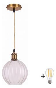 BRILAGI - LED полилей на кабел RETRO GLASS 1xE27/60W/230V Ø 18 см златен/прозрачен