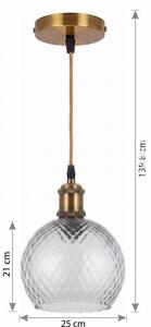 BRILAGI - LED полилей на кабел RETRO GLASS 1xE27/60W/230V Ø 25 cm златист/димно сив