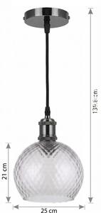 BRILAGI - LED полилей на кабел RETRO GLASS 1xE27/60W/230V Ø 25 cm черен/димно сив